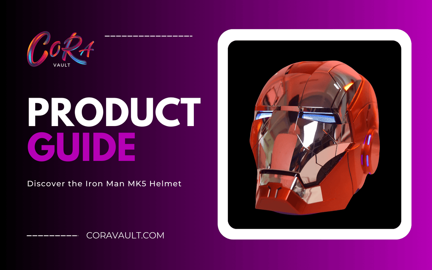 Iron Man MK5 helmet product guide banner image.